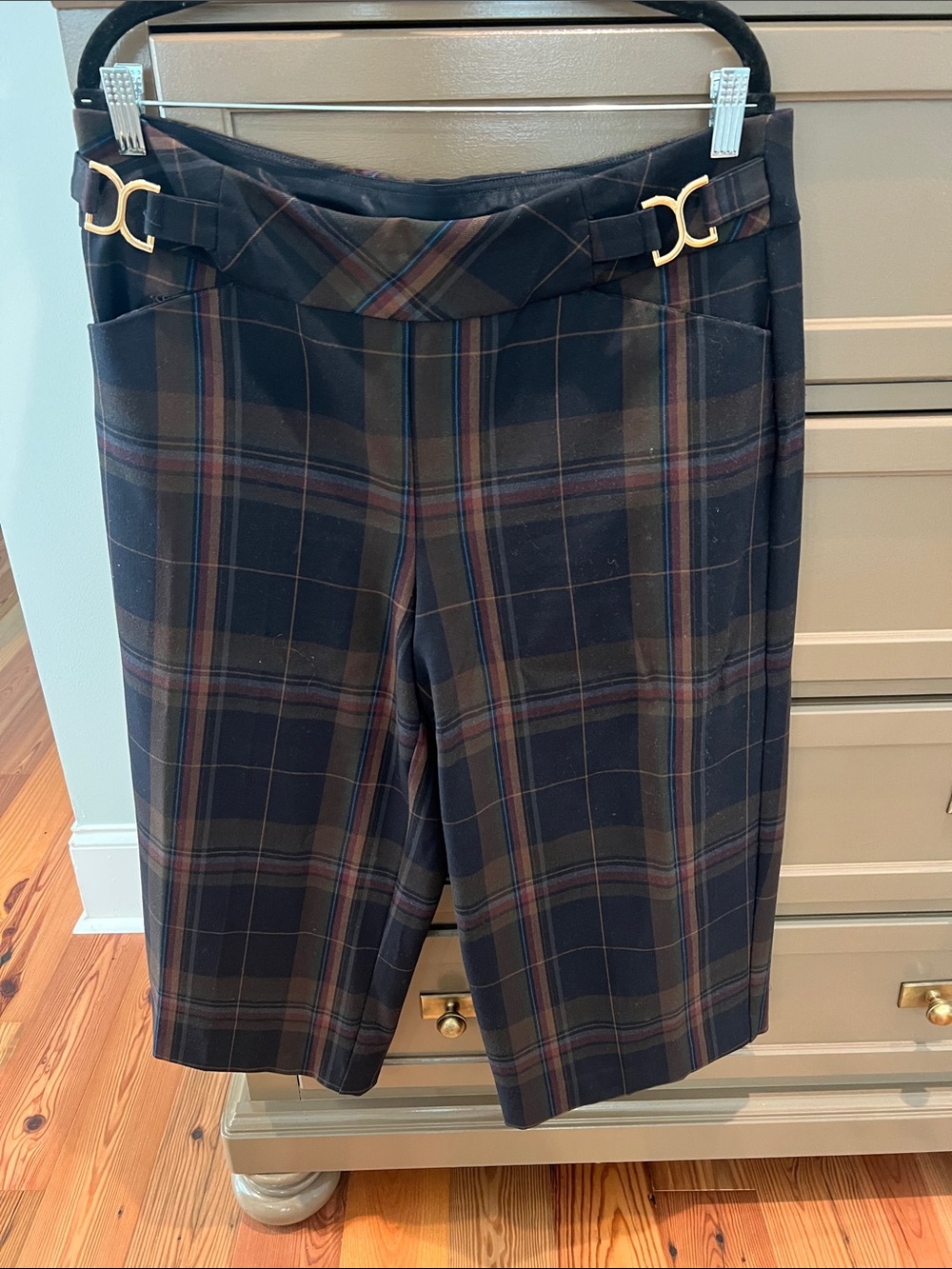 Investments Petite Plaid Wide-Leg Cropped Pants – Size 14P